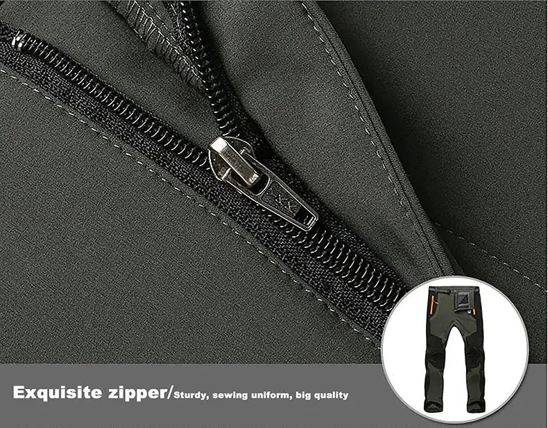 JNLN thick warm fleece hiking pants for men - Simples Market black waterproof soft-shell with dual zippers