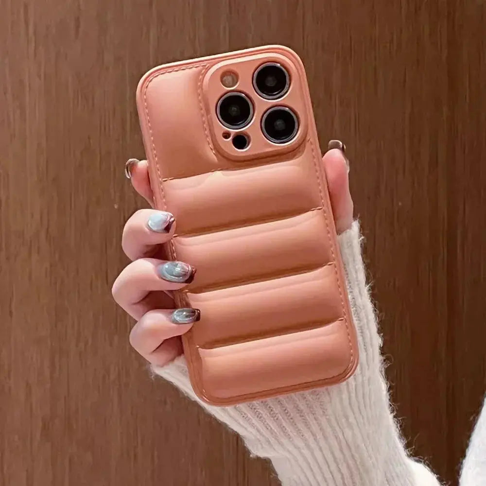 AuroraCase Colorful Down Jacket Pattern Silicone Phone Case For iPhone 16 To 11 Pro Max Plus Shockproof Camera Guard