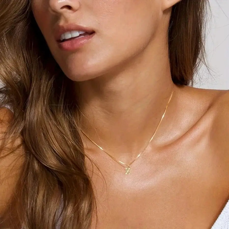 A Z Initial Necklace 18K Gold Plated Stainless Steel Letter Necklace for Women Personalized Gift
