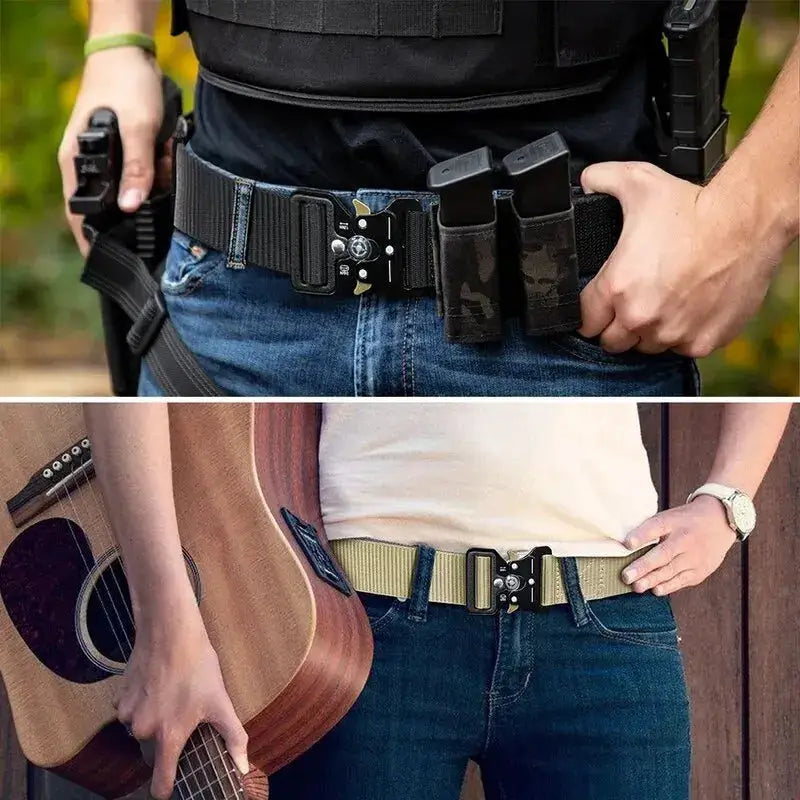 Unisex Outdoor Compass Belt With Integrated Compass Durable Canvas Nylon Belt For Sports Casual And Tactical Use