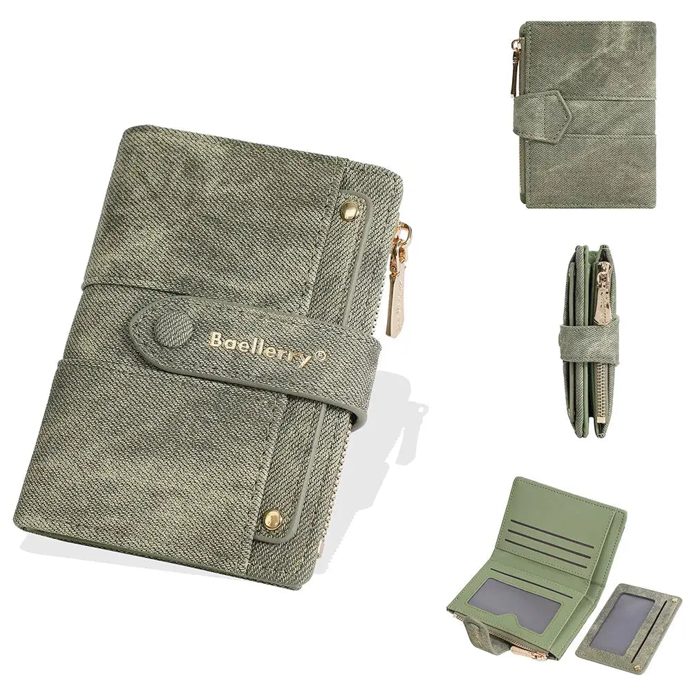 Baellerry green textured wallet with zip coin pocket and card slots