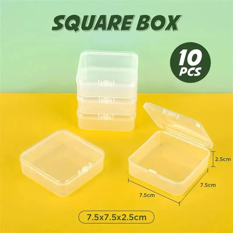 10 Piece Set of Translucent Clear PP Plastic Storage Boxes Rectangular Dustproof Jewelry Case Container