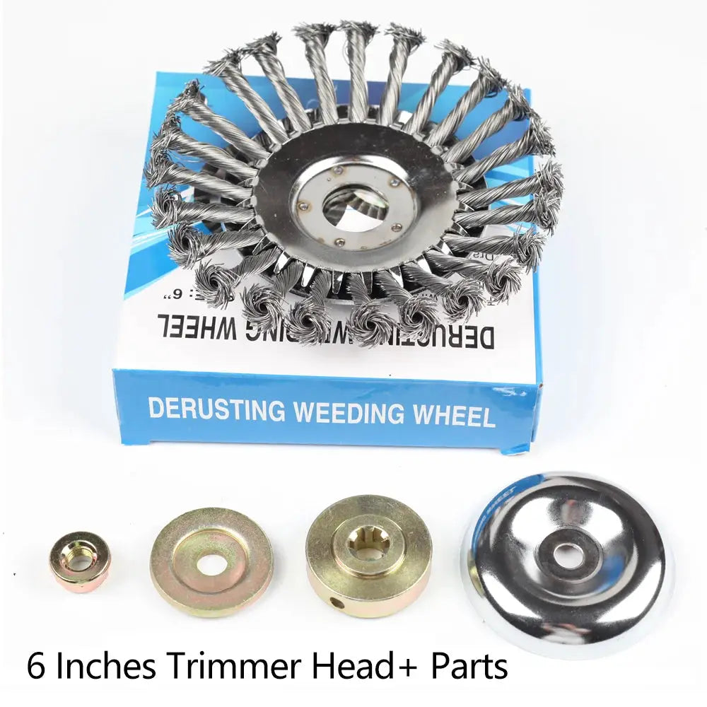 Universal 6 to 8 Inch Steel Wire Wheel Brush Cutter Head for Gas Trimmers Weed Trimmer Garden Lawn Mower Attachment