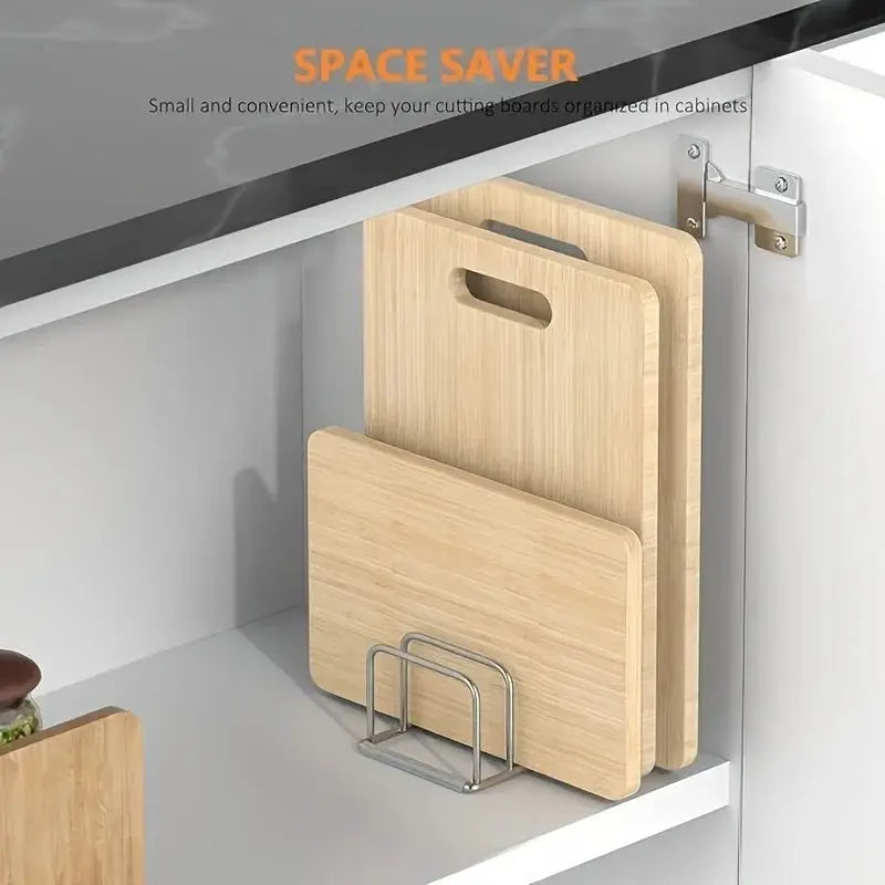 KitchenPro Space Saving Stainless Steel Pot Lid And Cutting Board Organizer Combo Heavy Duty Countertop Rack