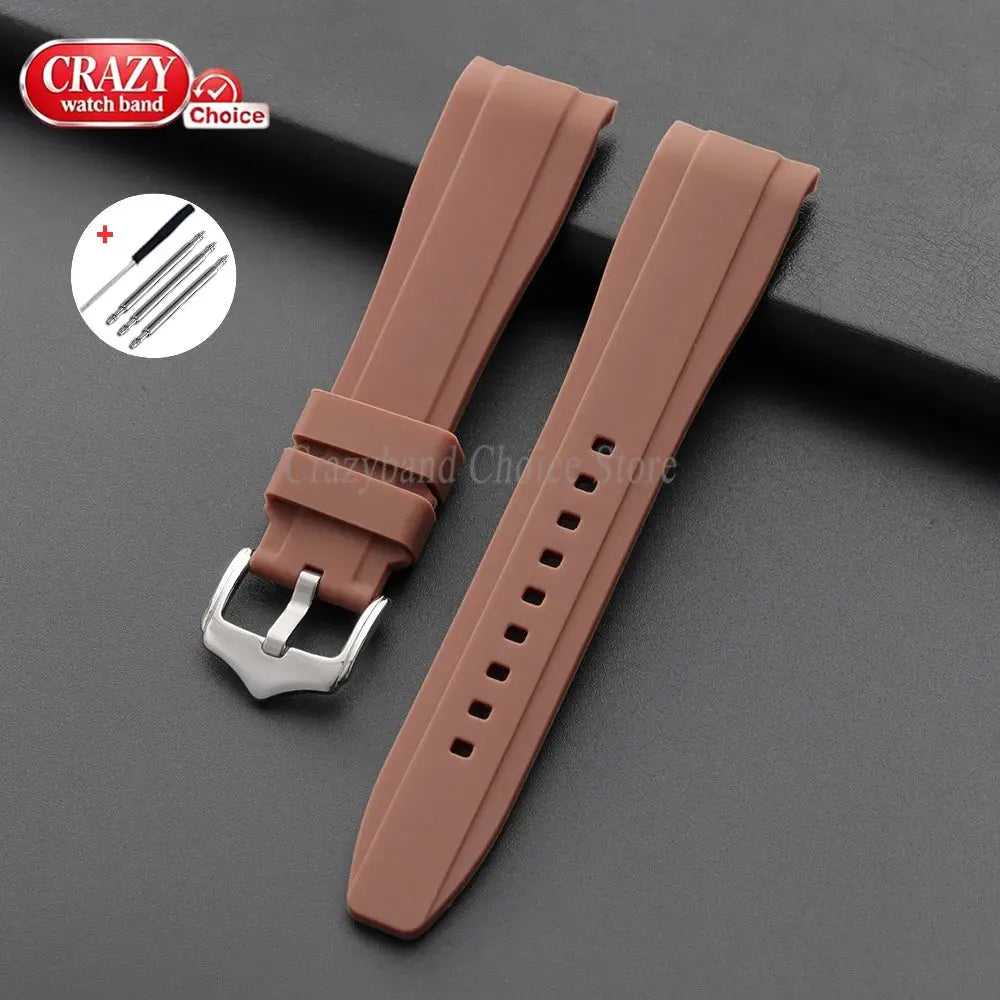 Simples Market brown silicone watch strap, 20/22mm, universal curved-end