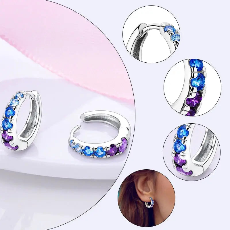 925 Sterling Silver Hoop Earrings Hypoallergenic Zirconia Hoops For Women Girls High Quality Fashion Jewelry