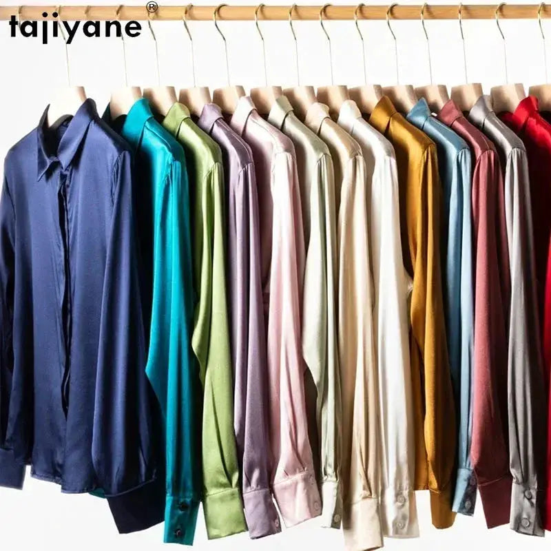 Tajiyane Women's Mulberry Silk Blend Long Sleeve Office Blouse