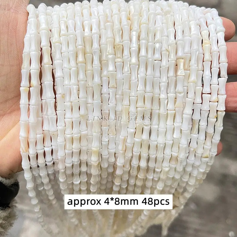Natural shell beads, irregular smooth white spacers, 48pcs approx 4x8mm for DIY jewelry making Simples Market