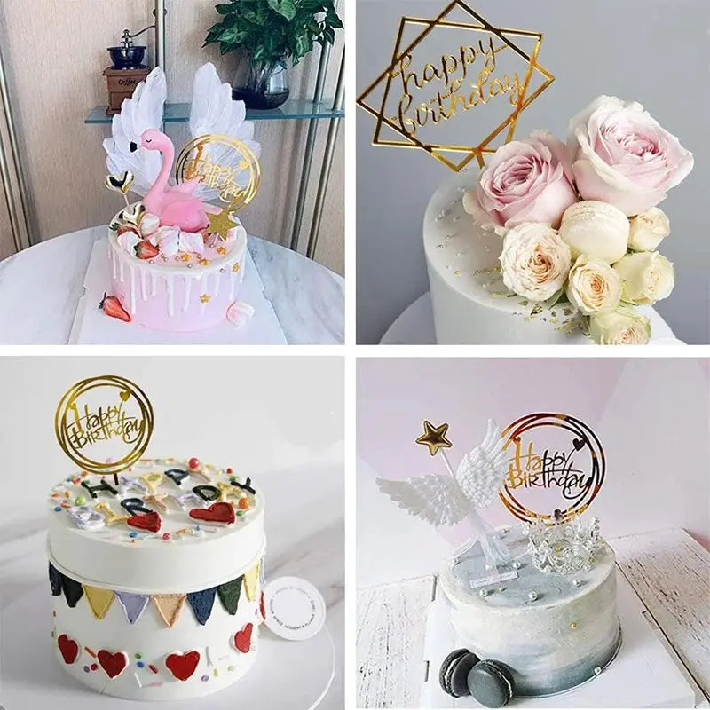 Happy Birthday Cake Toppers 14cm Acrylic Letter Set 10 or 20 Pcs Black Party Supplies Cake Decorations