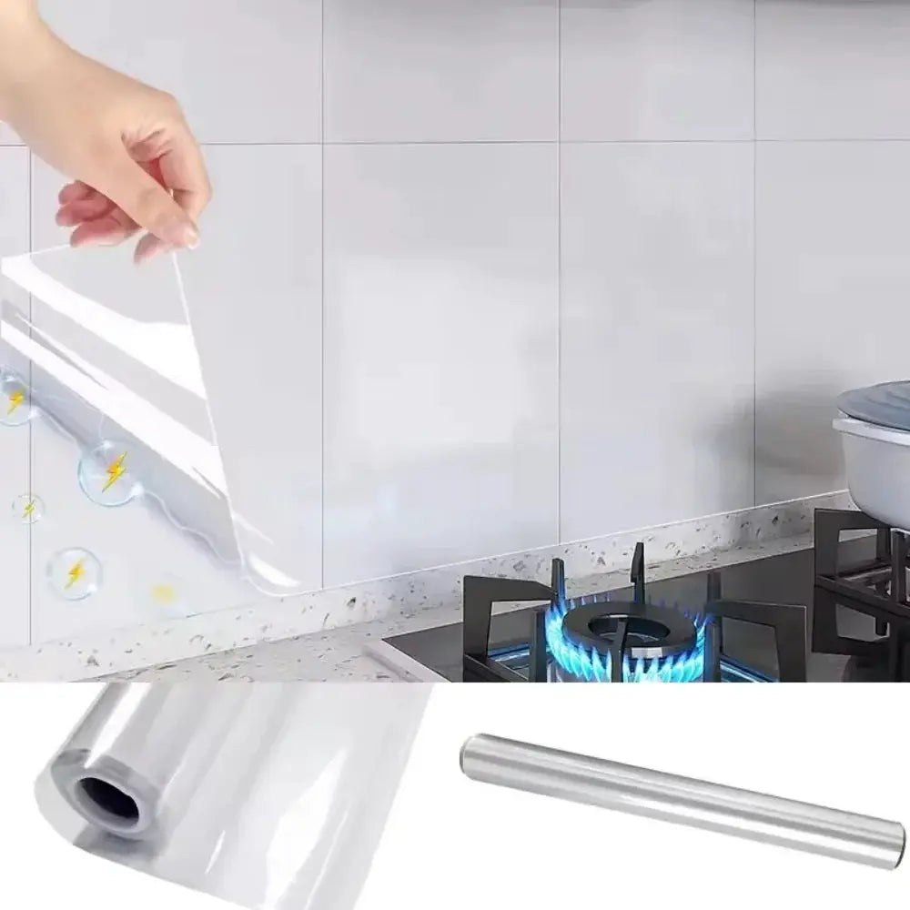 Self-adhesive transparent marble tile wallpaper roll for kitchen and bathroom walls, waterproof