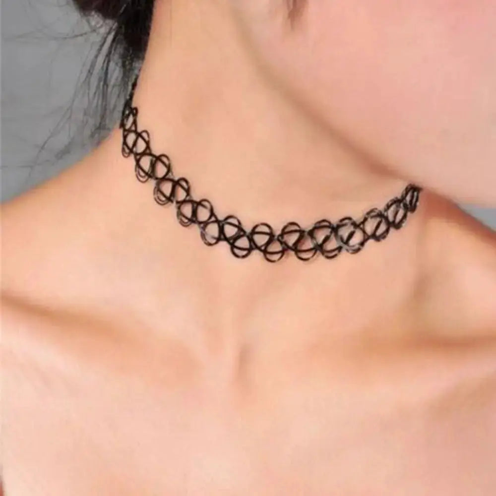 Choker Necklace Vintage Elastic Tattoo Choker Multi Color Fashion Retro Stretch Braided Cotton Gothic Jewellery