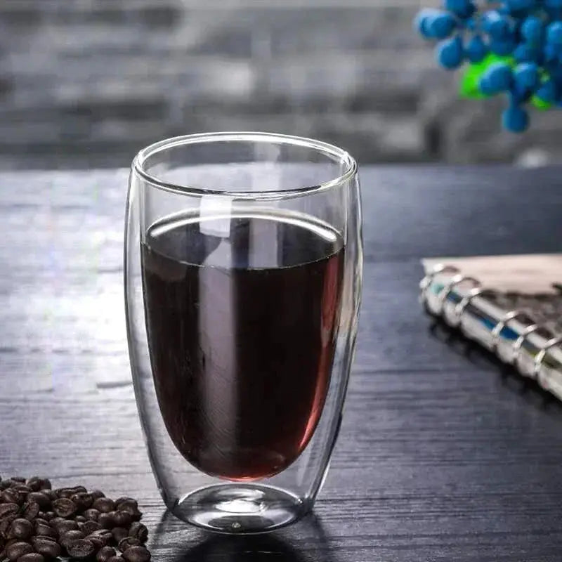 Double Bottom Wall Glass Tumbler Set For Coffee Tea Whiskey Vodka Wine Heat Resistant Drinkware