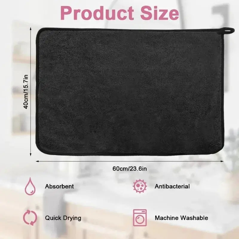 Simples Market black microfiber car towel, 40x60 cm or 60x90 cm, absorbent and quick-drying