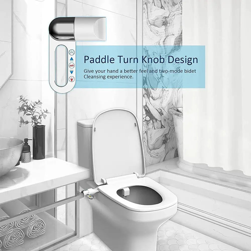 Bidet toilet seat attachment by Simples Market; ultra-slim with dual nozzles.