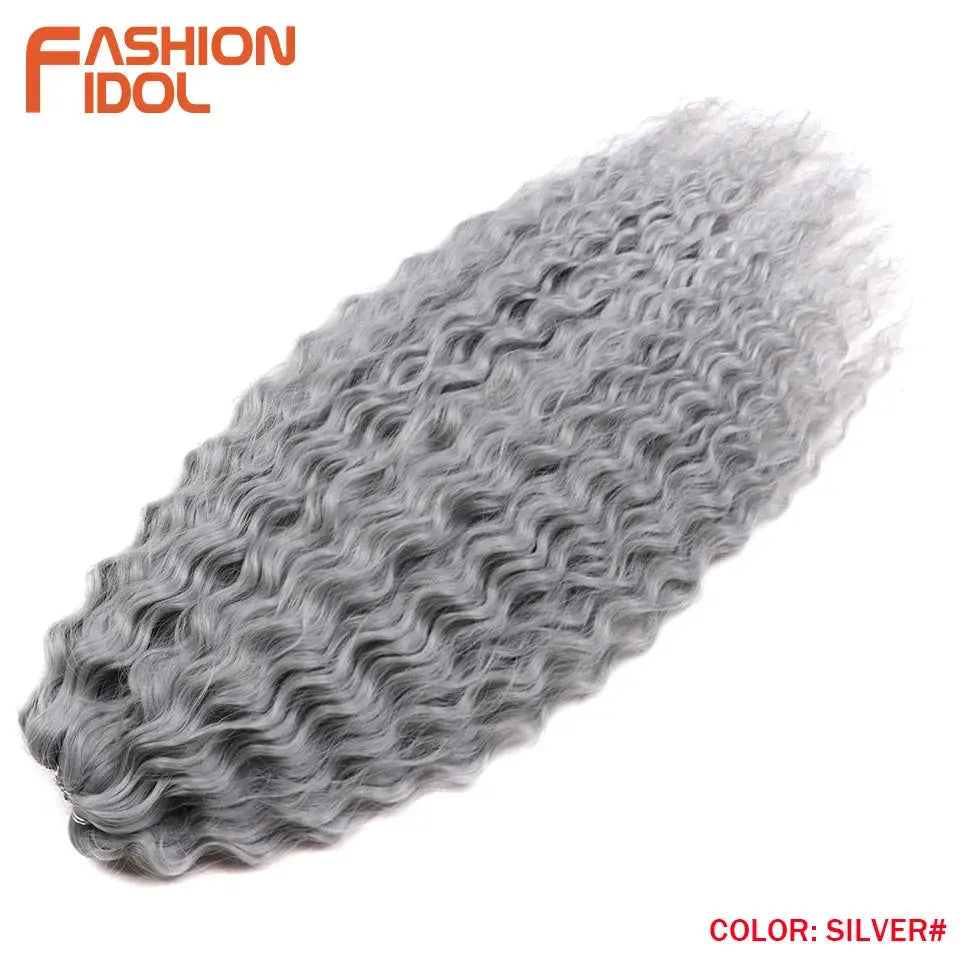 Ariel Hair synthetic twist crochet curly hair extension, 24-inch, silver water-wave style, Fashion Idol