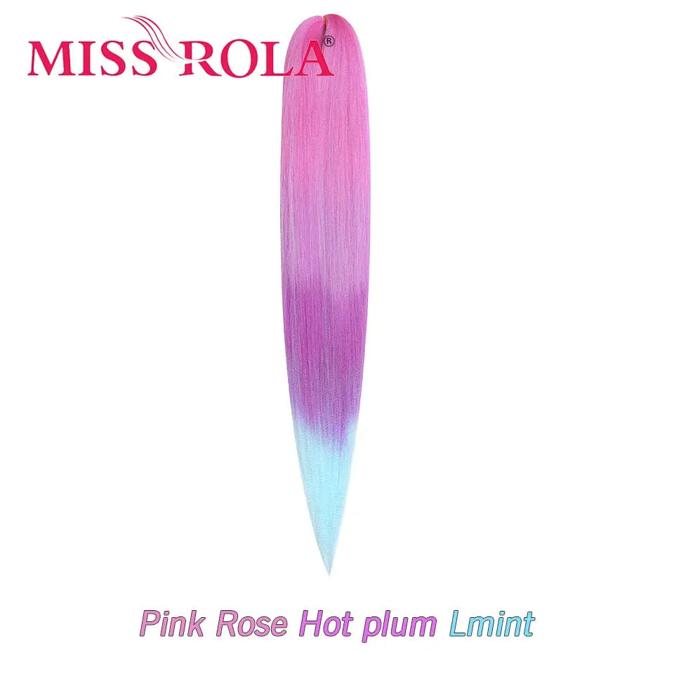 Miss Rola synthetic 30-inch Kanekalon hair braid, Yaki straight, pre-stretched, pink-to-blue gradient by Simples Market