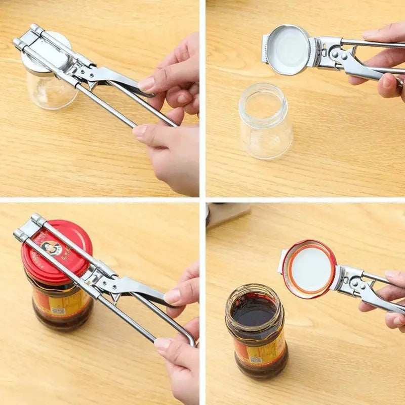 Adjustable Multi Function Bottle Opener Stainless Steel Jar Can Opener With Non Slip Handle Labor Saving Kitchen Tool