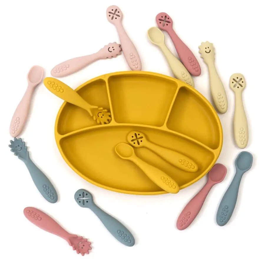 3 Piece Silicone Spoon and Fork Baby Utensils Set for Feeding Learn to Eat Training Soft Cutlery Children Tableware