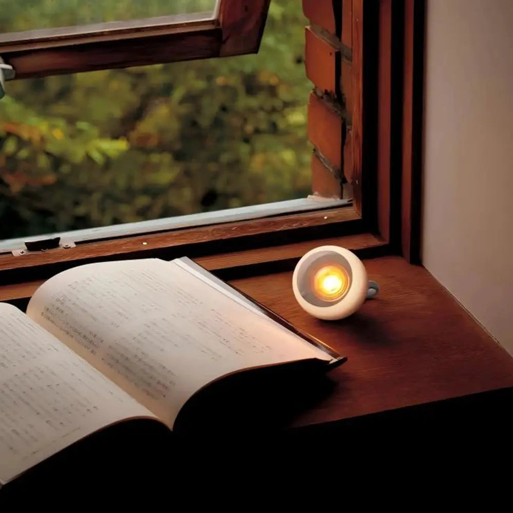 Mini retro camping lantern, white, USB-rechargeable with hanging hook for tent or table light
