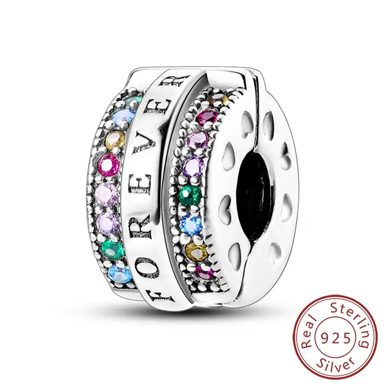 925 Sterling Silver Charms Beads Forever Love Heart Dangle For Bracelet Women Jewelry Gift Sister Family Life