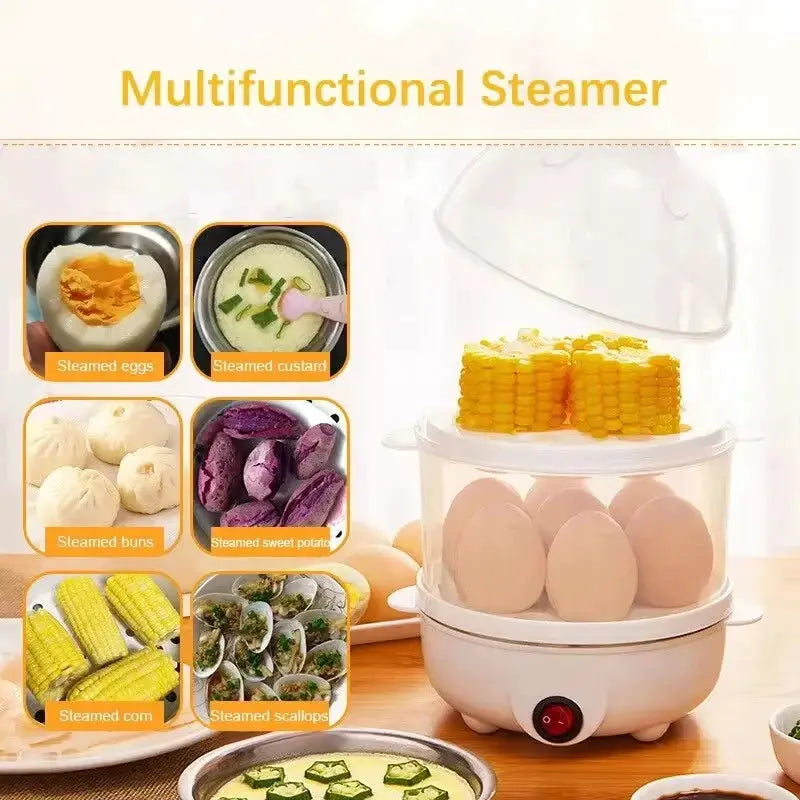 Multifunctional Electric Egg Boiler And Steamer With Double Layer Basket Poacher Breakfast Maker For Kitchen