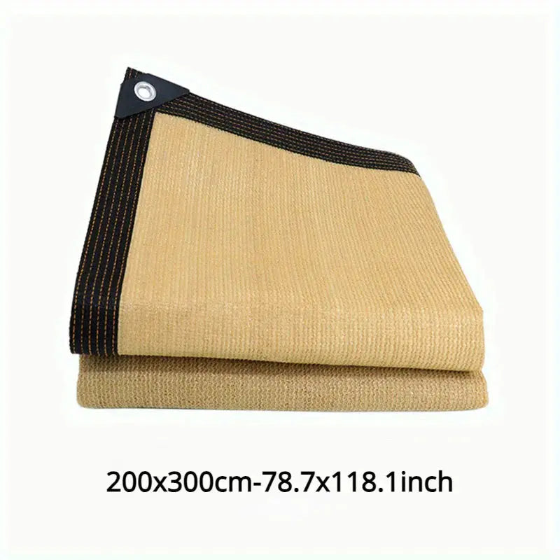 Outdoor sunshade net cloth, beige with black edging, 200x300 cm.