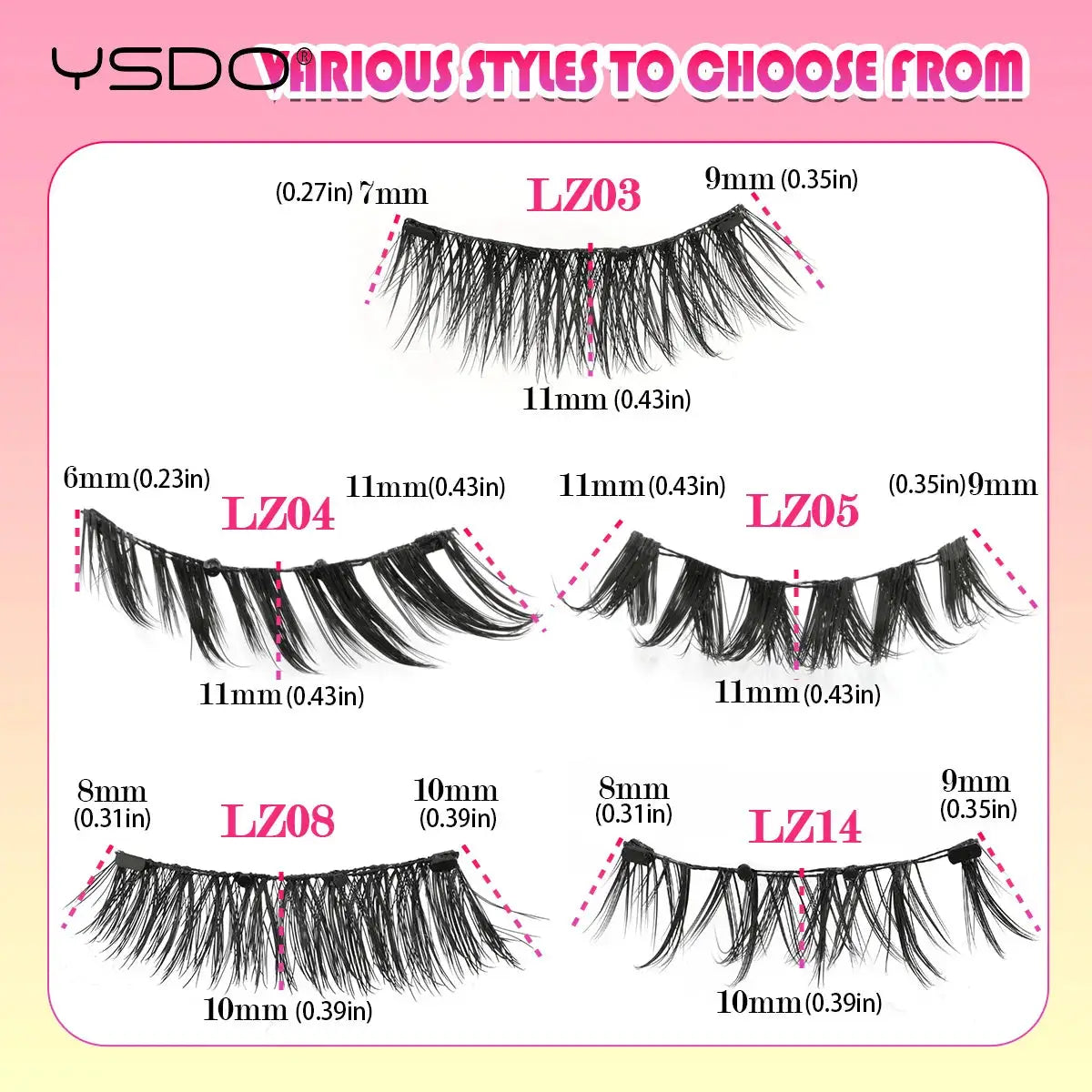 YSDO 1 Pair Glue Free Magnetic Eyelashes Natural 3D Mink Reusable Sensitive Eye Friendly Kit 2025