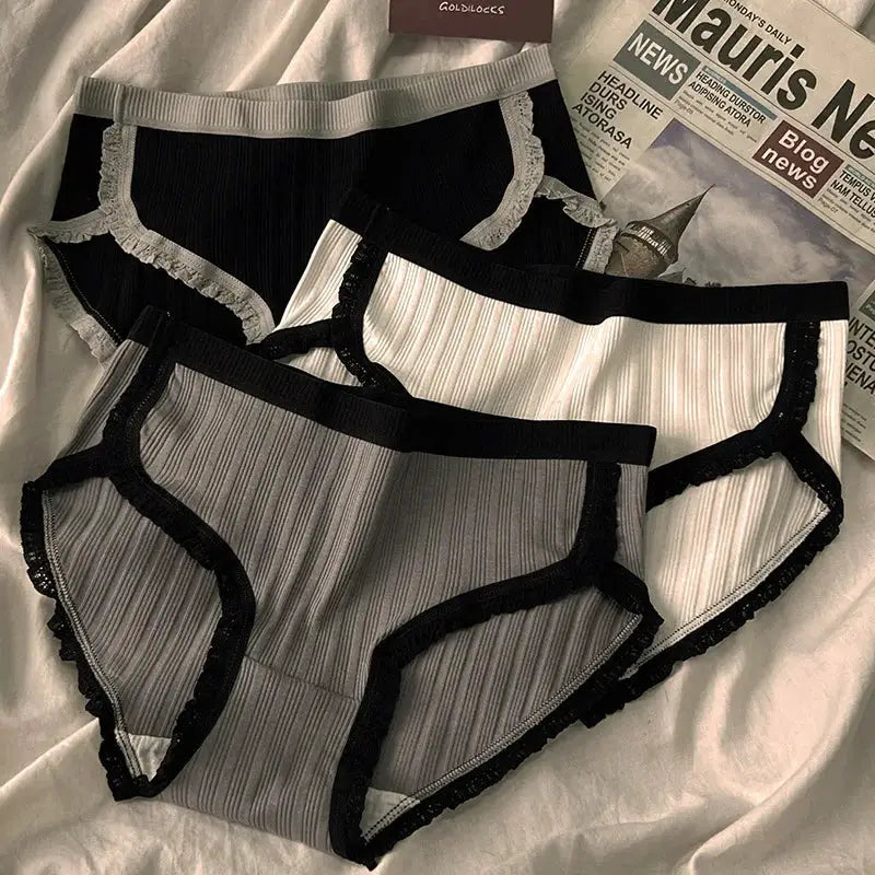 CottonCare Womens Panties Three Piece Set Breathable Mid Rise Briefs Plus Size Sports Style Underwear