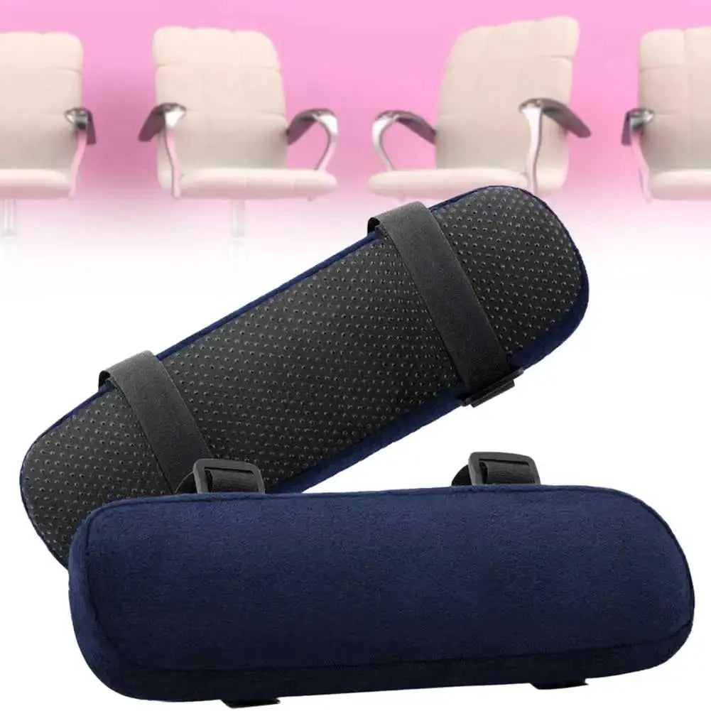 Simples Market 2-pack navy blue memory-foam chair armrest cushions with adjustable straps and removable washable covers