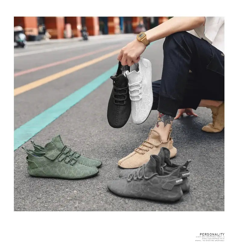 YRZL men's mesh loafers driving moccasins; five pairs in colors green, black, beige, gray, white; casual non-slip flats