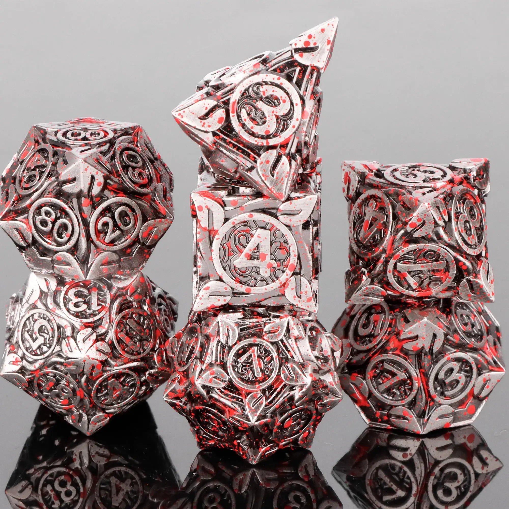 Skull And Dragon Metal Dice Set For Dungeons And Dragons Polyhedral Dice For Tabletop RPGs