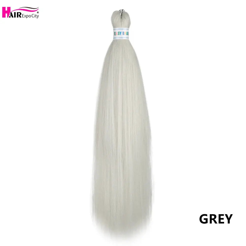 Easy Braids 26in synthetic jumbo braids hair extensions in grey, long, pre-stretched by Simples Market