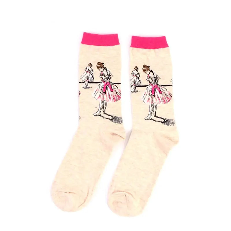 Van Gogh Mural Inspired Retro Men Socks 1 Pair Autumn Winter World Famous Oil Painting Series Funny Socks