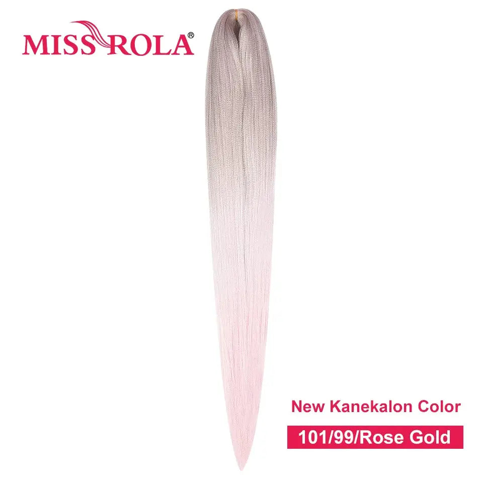 Miss Rola synthetic 30in Kanekalon hair braid, yaki straight, pink to rose-gold gradient, 1 bundle