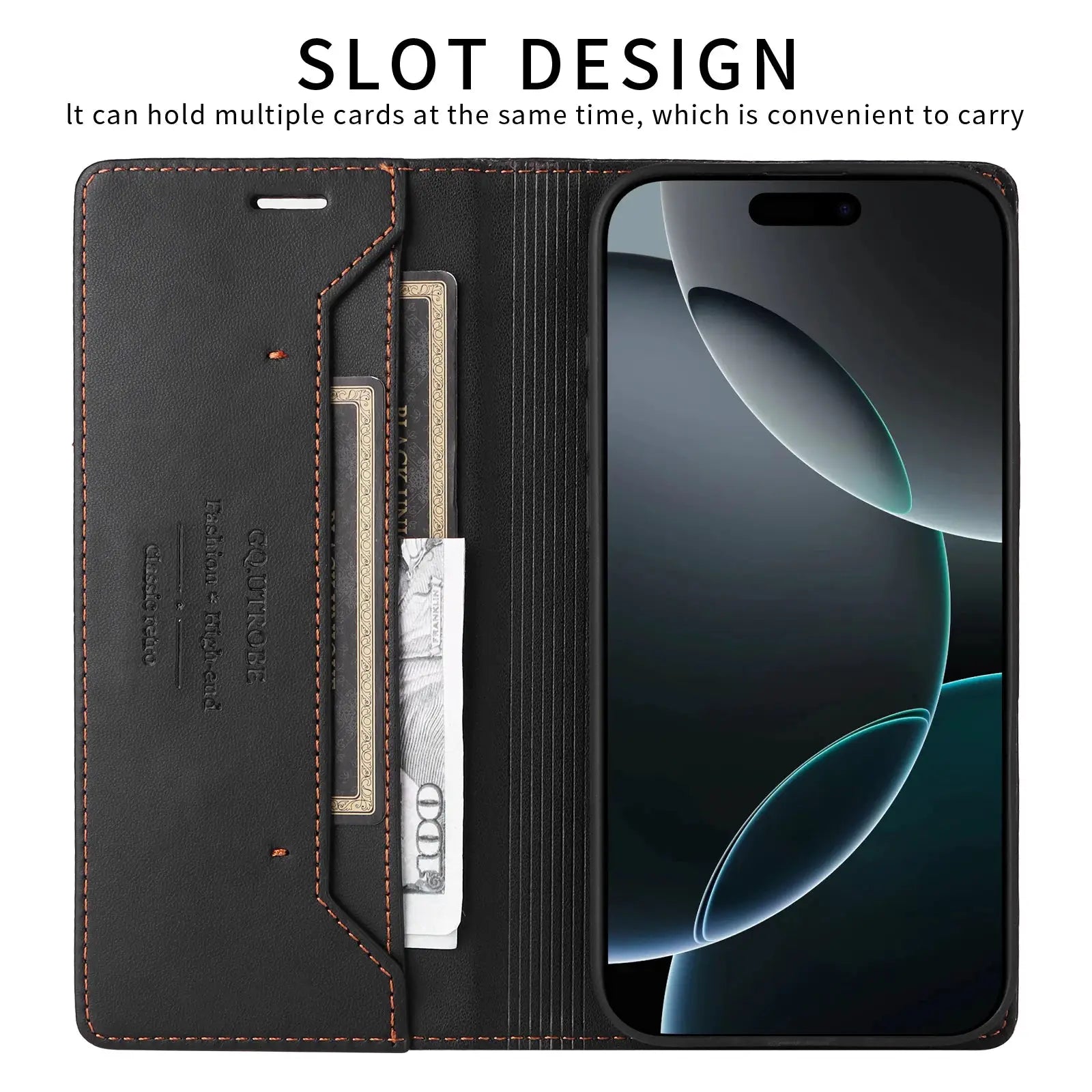 NovaShield Magnetic Leather Flip Wallet Case for iPhone 16 Series and SE3 With Card Slot Protection