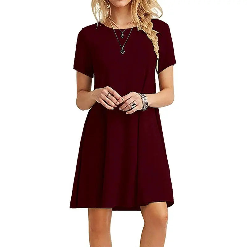 Instylis Women Casual Vintage O Neck Print Loose Mini Dress Sundress
