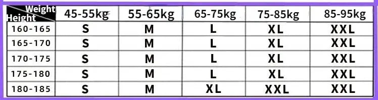 Simples Market men body shaper undershirt with ABS muscle pads; size chart shows height and weight ranges S–XXL