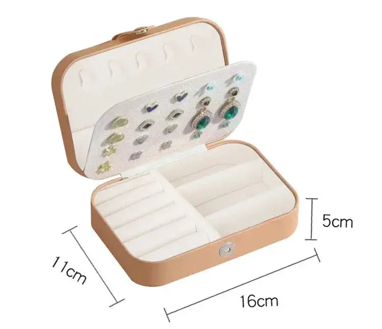 Portable Leather Jewelry Box Organizer Case Travel Storage Zipper Jewelry Display