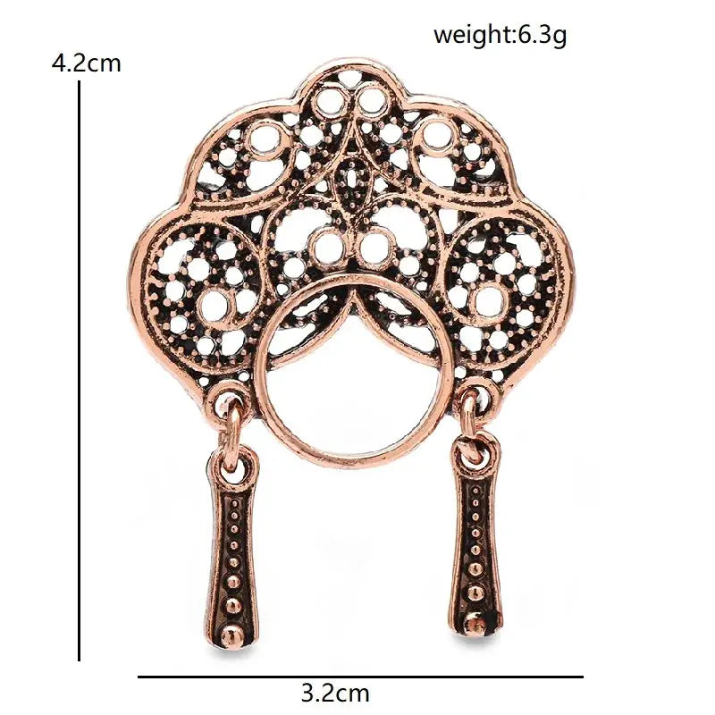Wuli Baby Vintage Phoenix Coronet Brooch For Women Opera Character Face Metal 3 Color Jewelry Pin