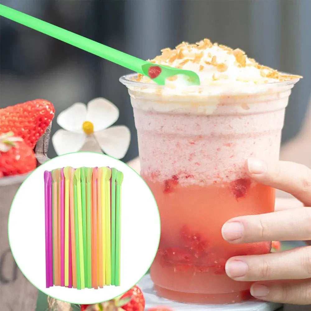 Color Spoon Straws Bulk 50 to 2000 Pcs for Milkshakes Smoothies Drinks Party Bar Supplies Wholesale