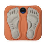 3D Smart Foot Massager Pad in orange with grey foot pockets and rechargeable design
