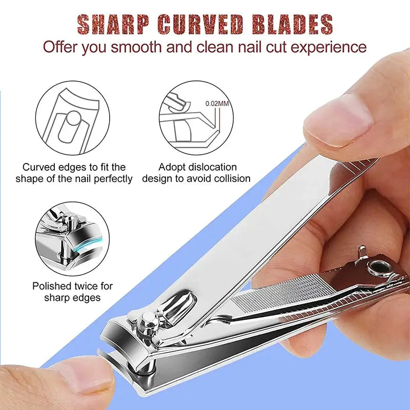 Splash Resistant Nail Clippers Stainless Steel For Hard Nails Durable Wide Jaw Grooming Tool
