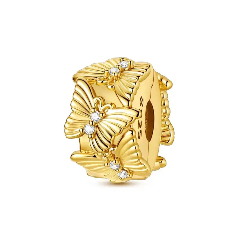 925 Sterling Silver Gold DIY Charms Beads Inlaid Zirconium Sun Leopard Pendants Fit Bracelet For DIY Jewelry Making