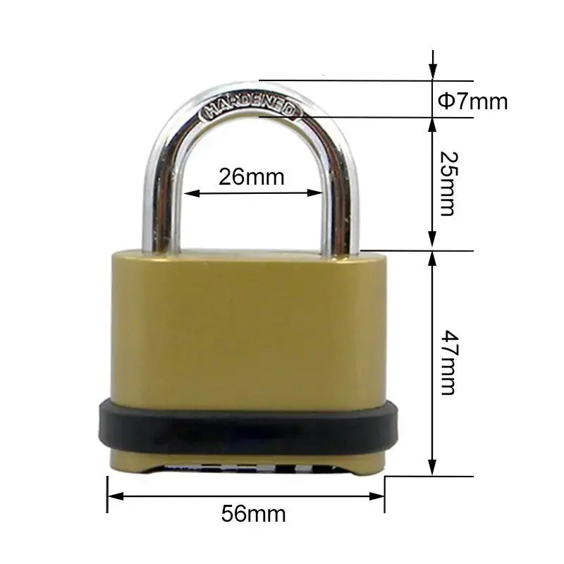 Padlock Simples Market EGFirtor 4-digit combination zinc alloy, gold body with silver shackle