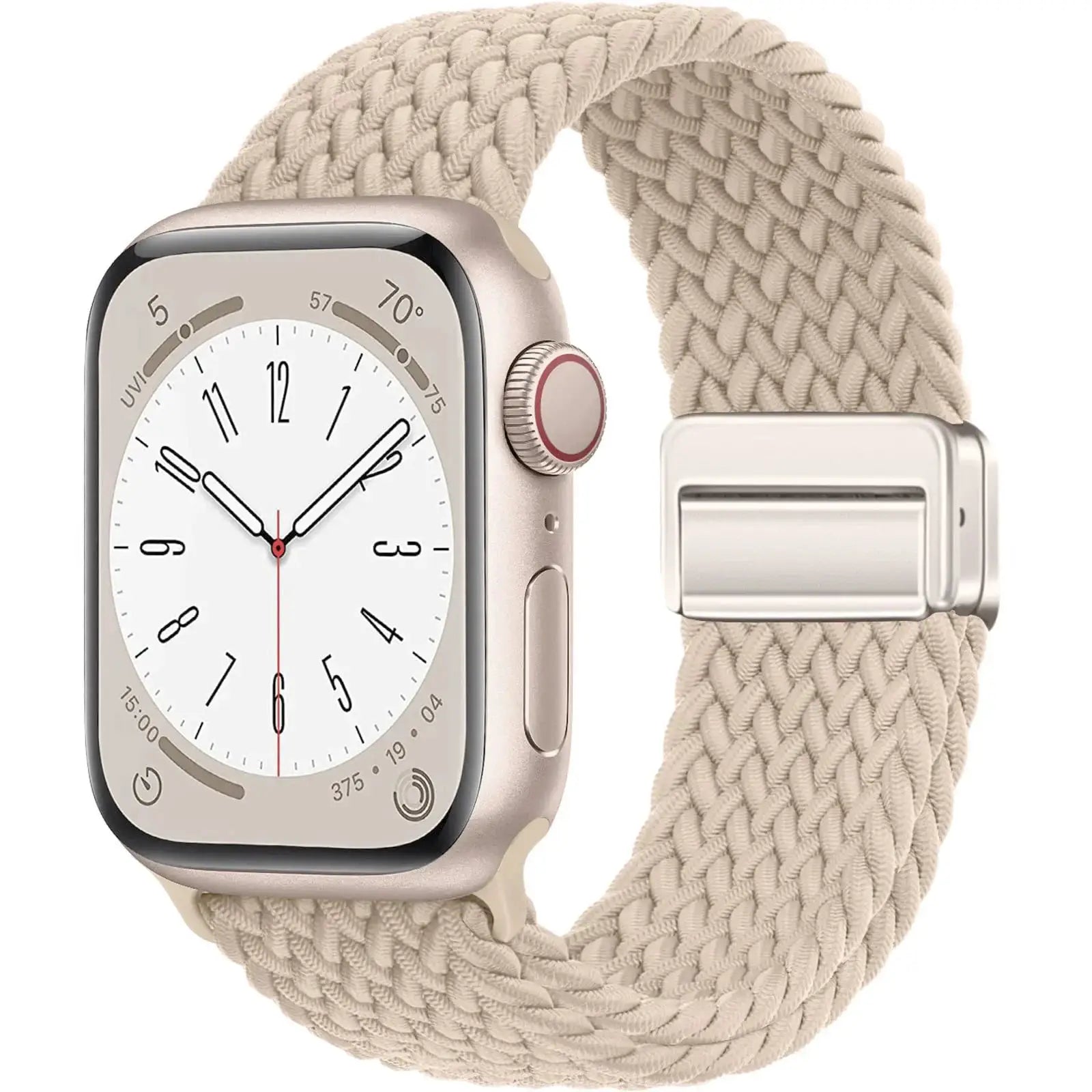 Simples Market braided Apple Watch band in beige with metal buckle for all Series watches