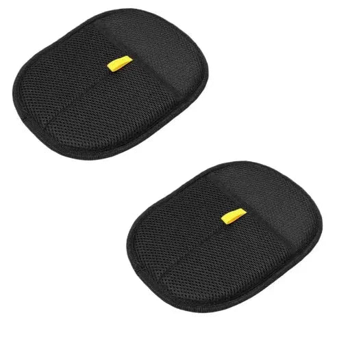 2-Piece Pet Hair Removal Gloves by Simples Market, black double-sided grooming gloves with yellow tab