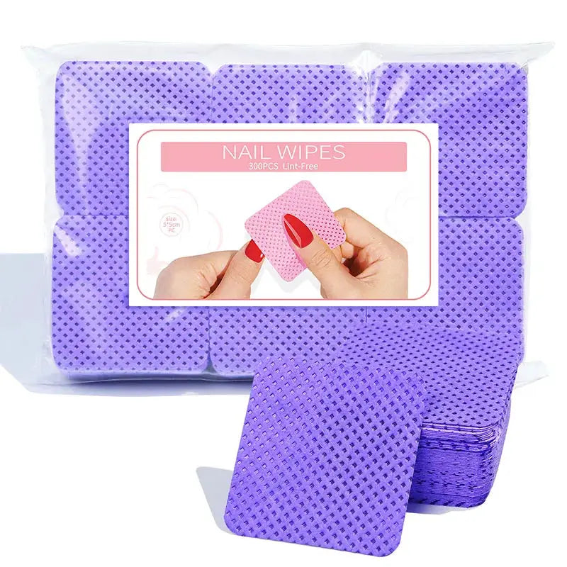 Misscheering 300pcs Lint Free Nail Polish Remover Napkins Vibrant Cotton Wipes Paper Pads For Manicure UV Gel Dust