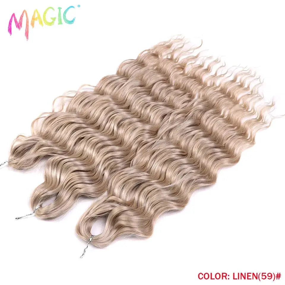 Anna Synthetic Hair 24-inch water-wave braiding extensions in linen ombre blonde for crochet hair by Simples Market