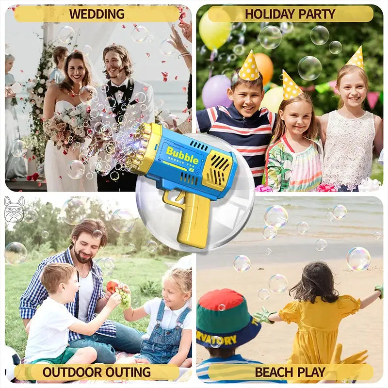 40 Hole Bubble Toy Launcher Handheld Portable Electric Automatic Bubble Gun for Parties and Birthdays Gift