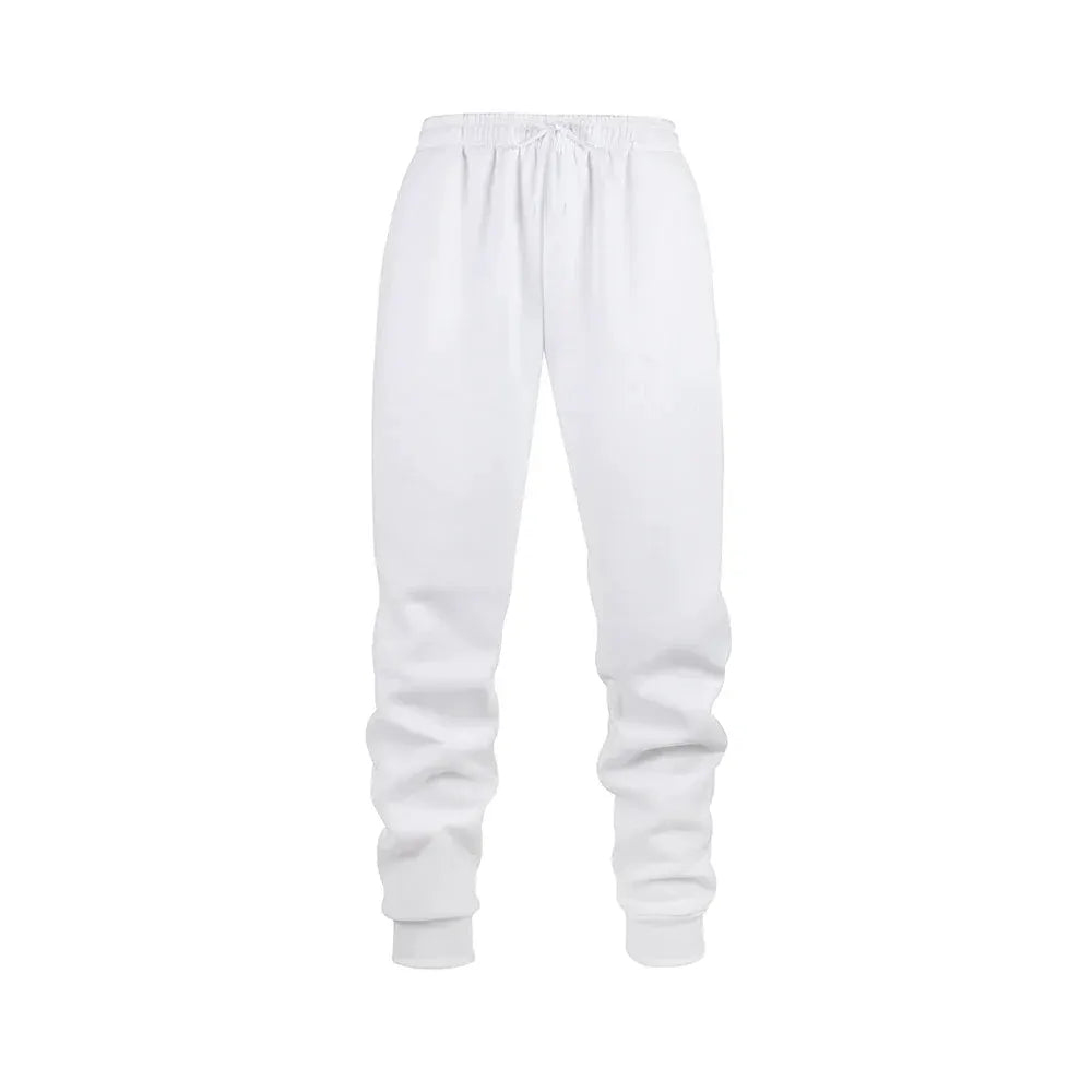 Men's white fleece jogger pants by Simples Market with elastic waistband and cuffed ankles.